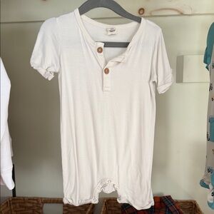 White Bamboo Button-Up Baby Onesie